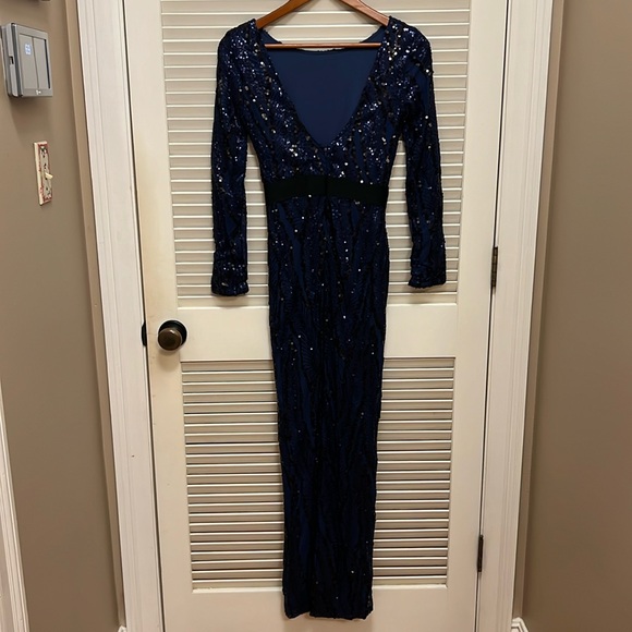 Missord Sequined Gown, Long Sleeves in Navy, Size Small, GUC - Picture 12 of 17